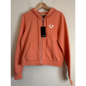 True Religion Women's Zip Hoodie Large Foil Buddha Logo